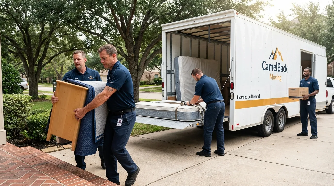 Crew loading residential truck for cross-state move from Inverness, FL