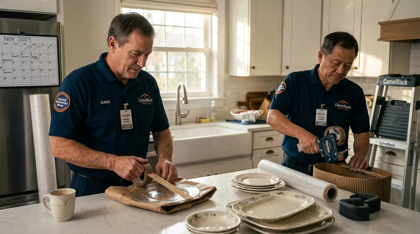 Professional crew packing kitchen dishware in Inverness, FL